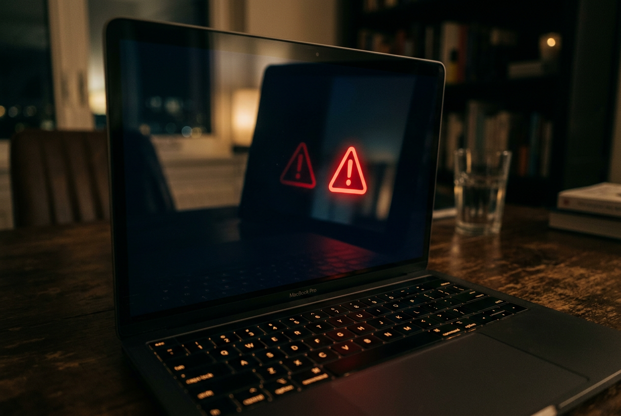 Conceptual image of a security warning on a laptop screen to illustrate casino risks.